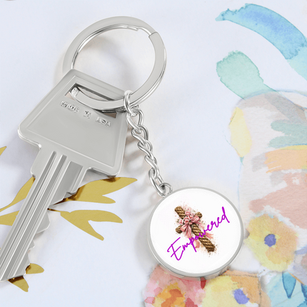 Empowered Flower Cross Christian Circle Keychain | Mother's Day Gift for Mom | Faith Gift