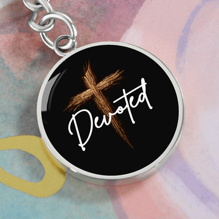 Devoted Cross Circle Keychain – Christian Gift for Men
