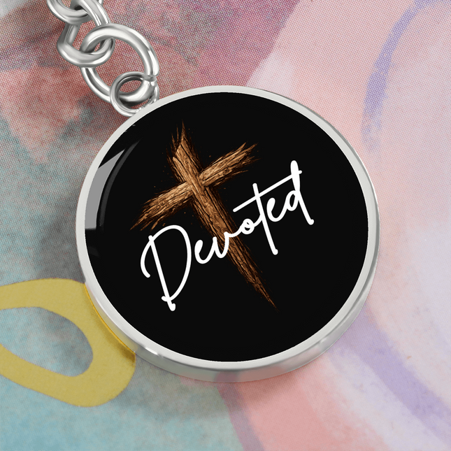 Devoted Cross Circle Keychain – Christian Gift for Men
