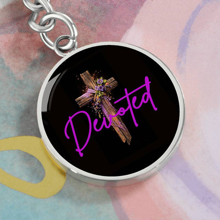 Inspiring Heart Cross Graphic Circle Keychain – Christian Gift for Women