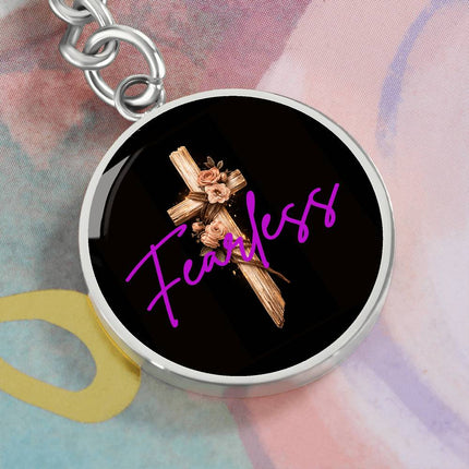 Inspiring Heart Cross Graphic Circle Keychain – Christian Gift for Women