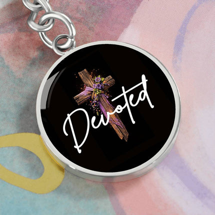 Inspiring Heart Cross Graphic Circle Keychain – Christian Gift for Women