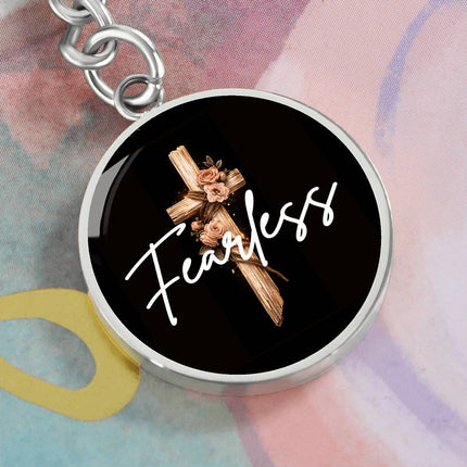 Inspiring Heart Cross Graphic Circle Keychain – Christian Gift for Women