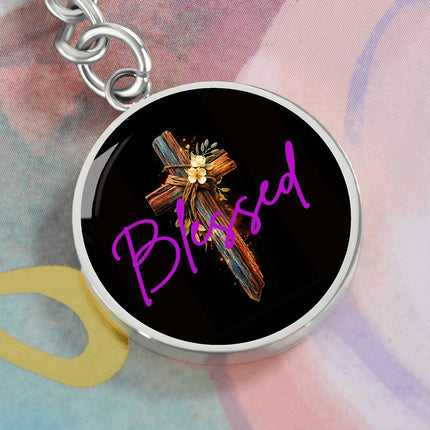 Inspiring Heart Cross Graphic Circle Keychain – Christian Gift for Women
