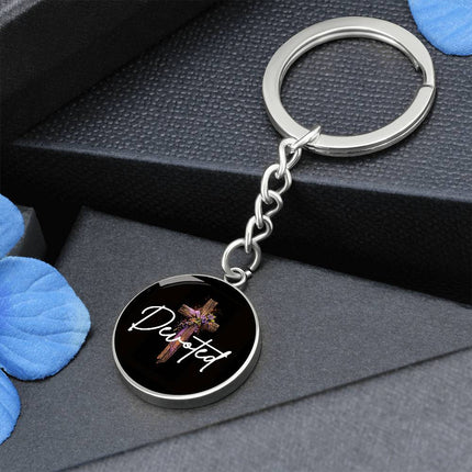 Inspiring Heart Cross Graphic Circle Keychain – Christian Gift for Women