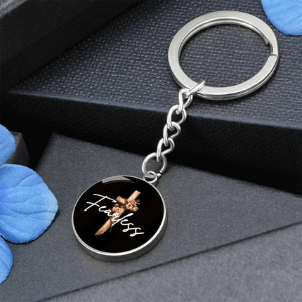 Inspiring Heart Cross Graphic Circle Keychain – Christian Gift for Women