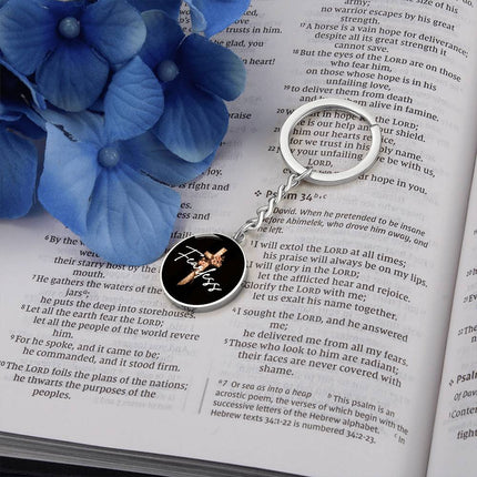 Inspiring Heart Cross Graphic Circle Keychain – Christian Gift for Women
