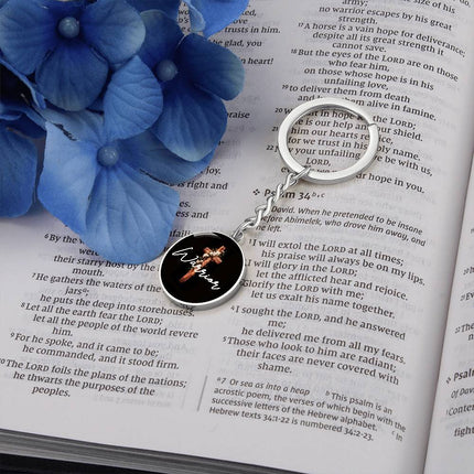 Inspiring Heart Cross Graphic Circle Keychain – Christian Gift for Women