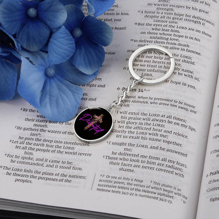 Inspiring Heart Cross Graphic Circle Keychain – Christian Gift for Women