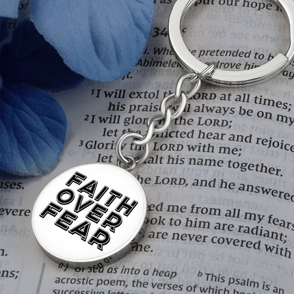 Faith Over Fear Circle Keychain – Christian Gift for Women