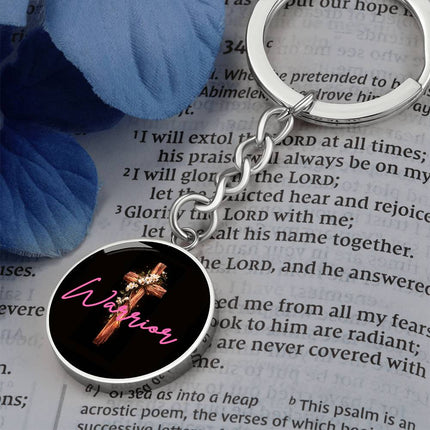 Inspiring Heart Cross Graphic Circle Keychain – Christian Gift for Women