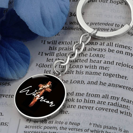 Inspiring Heart Cross Graphic Circle Keychain – Christian Gift for Women