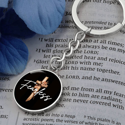 Inspiring Heart Cross Graphic Circle Keychain – Christian Gift for Women