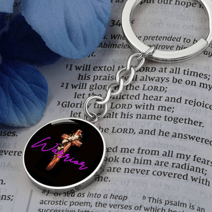 Inspiring Heart Cross Graphic Circle Keychain – Christian Gift for Women