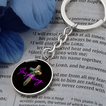 Inspiring Heart Cross Graphic Circle Keychain – Christian Gift for Women