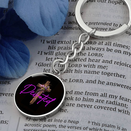 Inspiring Heart Cross Graphic Circle Keychain – Christian Gift for Women