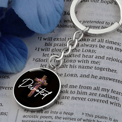 Inspiring Heart Cross Graphic Circle Keychain – Christian Gift for Women