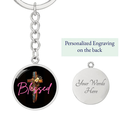 Inspiring Heart Cross Graphic Circle Keychain – Christian Gift for Women