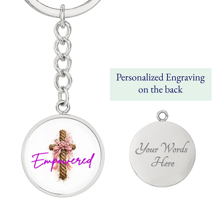 Empowered Flower Cross Christian Circle Keychain | Mother's Day Gift for Mom | Faith Gift