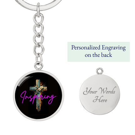 Inspiring Heart Cross Graphic Circle Keychain – Christian Gift for Women