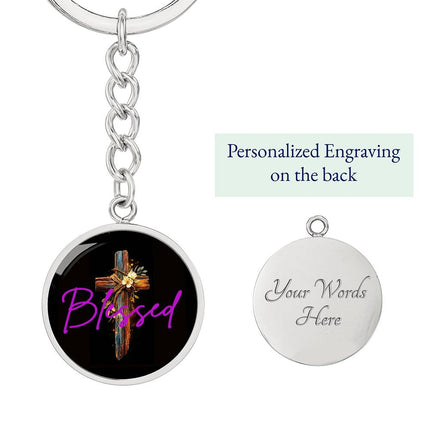 Inspiring Heart Cross Graphic Circle Keychain – Christian Gift for Women