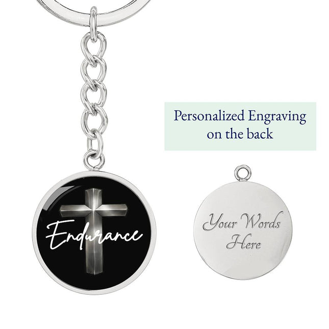 Endurance Cross Circle Keychain – Christian Gift for Men