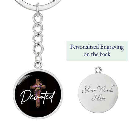 Inspiring Heart Cross Graphic Circle Keychain – Christian Gift for Women