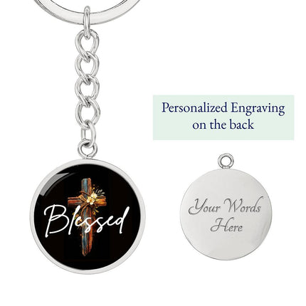 Inspiring Heart Cross Graphic Circle Keychain – Christian Gift for Women