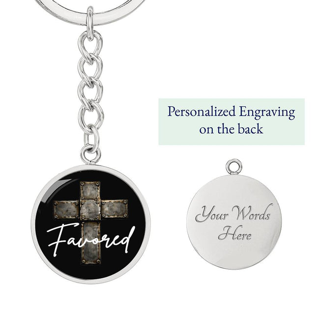 Favored Cross Circle Keychain – Christian Gift for Men