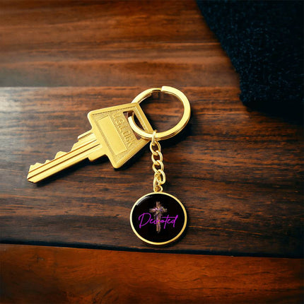 Inspiring Heart Cross Graphic Circle Keychain – Christian Gift for Women