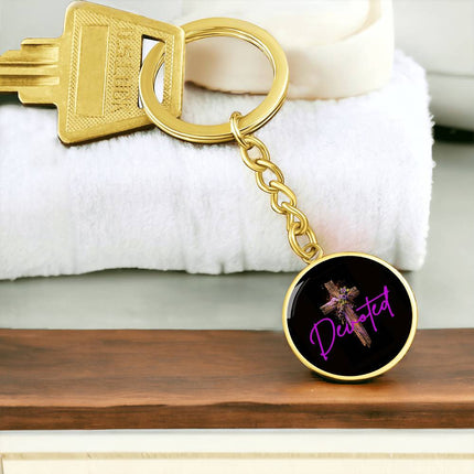 Inspiring Heart Cross Graphic Circle Keychain – Christian Gift for Women
