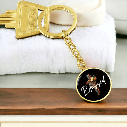 Inspiring Heart Cross Graphic Circle Keychain – Christian Gift for Women