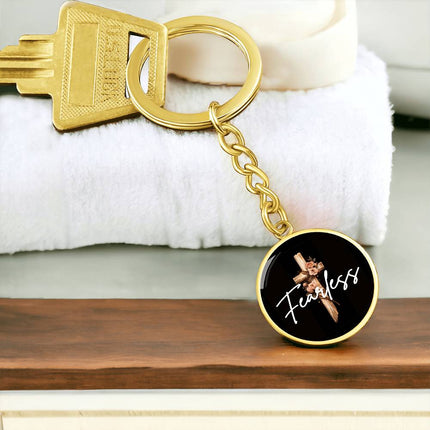 Inspiring Heart Cross Graphic Circle Keychain – Christian Gift for Women