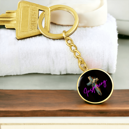 Inspiring Heart Cross Graphic Circle Keychain – Christian Gift for Women