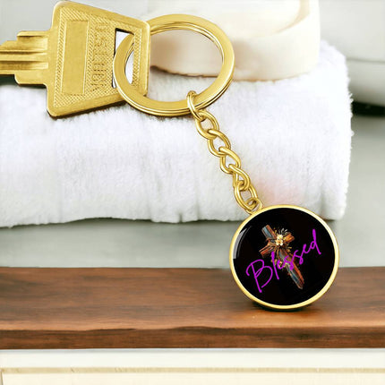Inspiring Heart Cross Graphic Circle Keychain – Christian Gift for Women
