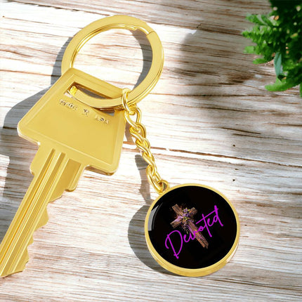 Inspiring Heart Cross Graphic Circle Keychain – Christian Gift for Women