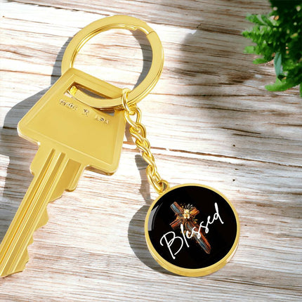 Inspiring Heart Cross Graphic Circle Keychain – Christian Gift for Women