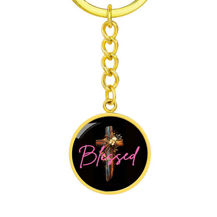 Inspiring Heart Cross Graphic Circle Keychain – Christian Gift for Women