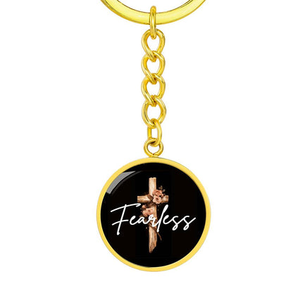 Inspiring Heart Cross Graphic Circle Keychain – Christian Gift for Women