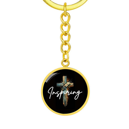 Inspiring Heart Cross Graphic Circle Keychain – Christian Gift for Women