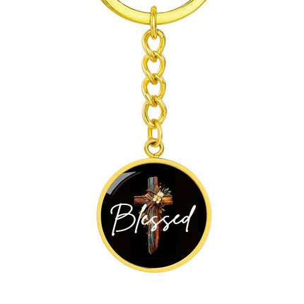 Inspiring Heart Cross Graphic Circle Keychain – Christian Gift for Women