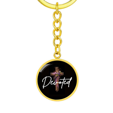 Inspiring Heart Cross Graphic Circle Keychain – Christian Gift for Women