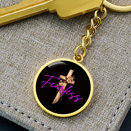 Inspiring Heart Cross Graphic Circle Keychain – Christian Gift for Women