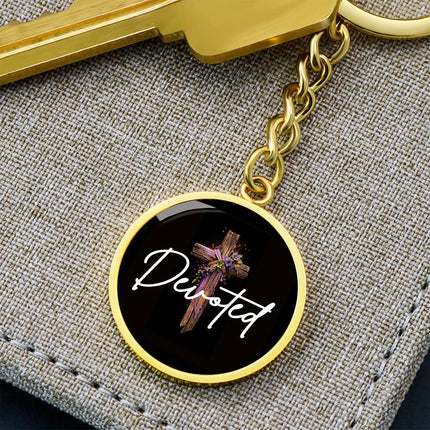 Inspiring Heart Cross Graphic Circle Keychain – Christian Gift for Women