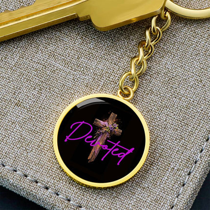 Inspiring Heart Cross Graphic Circle Keychain – Christian Gift for Women