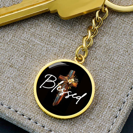 Inspiring Heart Cross Graphic Circle Keychain – Christian Gift for Women