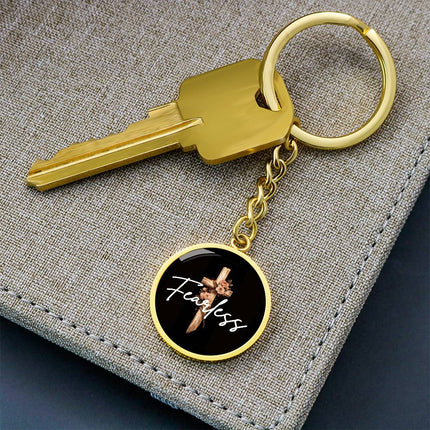 Inspiring Heart Cross Graphic Circle Keychain – Christian Gift for Women