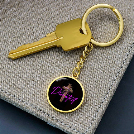 Inspiring Heart Cross Graphic Circle Keychain – Christian Gift for Women