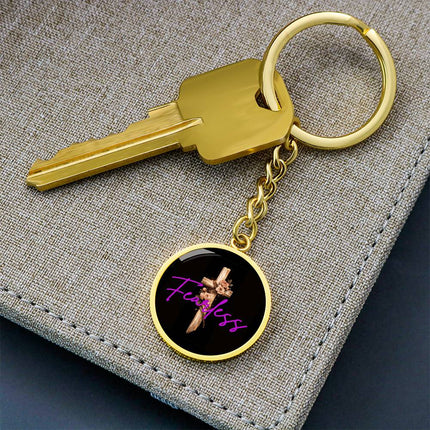 Inspiring Heart Cross Graphic Circle Keychain – Christian Gift for Women