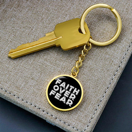 Faith Over Fear Graphic Circle Keychain – Christian Gift